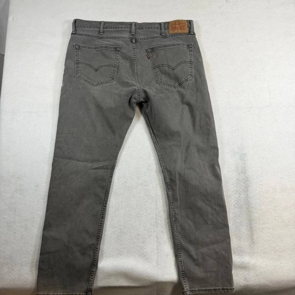 Levis 502 Regular Taper Gray Denim Jeans Mens 36x30 Charcoal Stretch Pants